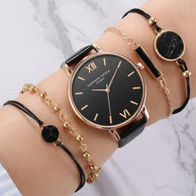 Load image into Gallery viewer, Watch 5Pcs Set Women Quartz Wristwatch Leather Bracelet