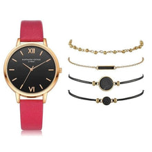 Load image into Gallery viewer, Watch 5Pcs Set Women Quartz Wristwatch Leather Bracelet
