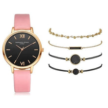 Load image into Gallery viewer, Watch 5Pcs Set Women Quartz Wristwatch Leather Bracelet