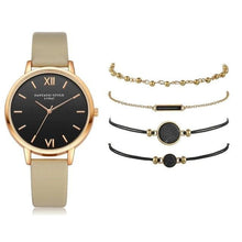 Load image into Gallery viewer, Watch 5Pcs Set Women Quartz Wristwatch Leather Bracelet