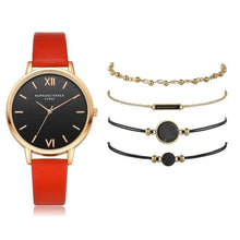 Load image into Gallery viewer, Watch 5Pcs Set Women Quartz Wristwatch Leather Bracelet