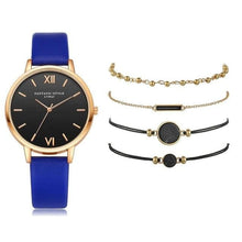 Load image into Gallery viewer, Watch 5Pcs Set Women Quartz Wristwatch Leather Bracelet