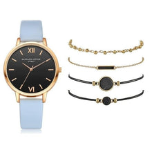 Load image into Gallery viewer, Watch 5Pcs Set Women Quartz Wristwatch Leather Bracelet
