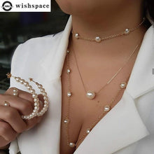 Load image into Gallery viewer, Multilayer Strand Simulated Pearl Necklace and Earrings Set