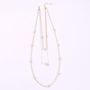 Multilayer Strand Simulated Pearl Necklace and Earrings Set